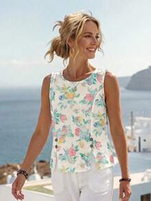 EMERY ROSE Women's Versatile Printed Shirt, Casual For Summer Vacation - Multicolor - View 6