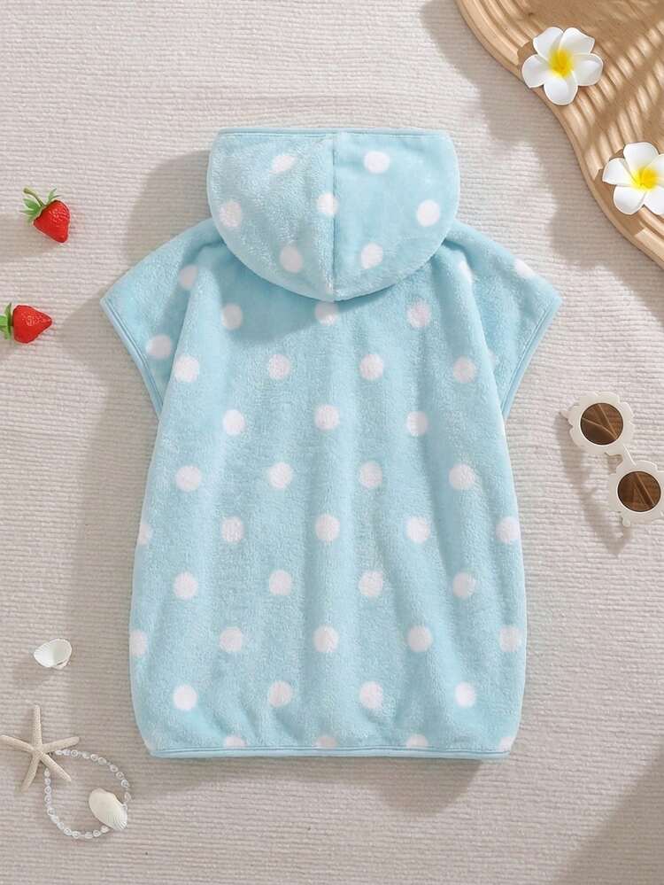 Cozy Pixies Cubre con capucha de felpa con estampado de fresa y lunares para bebés niñas - Azul - Añade 2