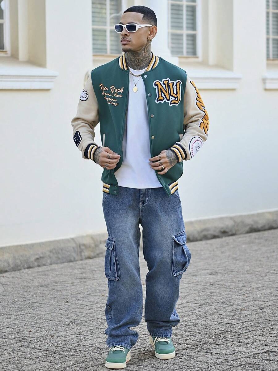 Devon Thys 男士休闲工装牛仔裤，简约时尚，适合日常穿着 - 藍色 - 查看 1