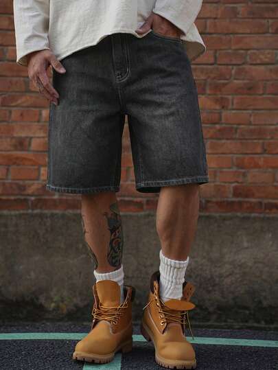 DAZY Men's Solid Blue Denim Shorts, Summer