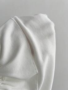 Elamini 女士V领蕾丝拼接针织弹力罗纹吊带连衣裙 - 白色 - 查看 7