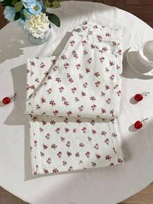 Comfortcana 女士碎花口袋阔腿宽松牛仔裤 - 白色 - 查看 4