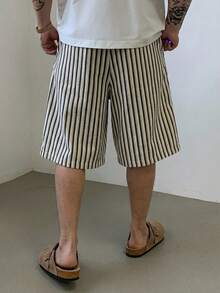 DAZY Pantalones cortos casuales con cintura elástica y rayas para hombres - Multicolor - Ver 2