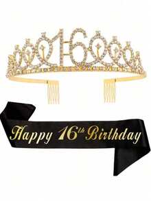 2件套生日绶带和皇冠套装，包含生日皇冠、生日绶带、精美蜡烛和蛋糕装饰，是送给女性的生日礼物，适合生日派对、金色主题派对和圣诞节等场合。 - 彩色 - 查看 11