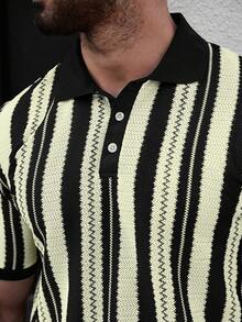 Manfinity CasualCool Men's Casual Business Striped Design Polo Shirt, Suitable For Daily Commute And Leisure Wear, Versatile - Apricot - View 6