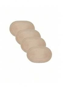 1/6pcs Simple Gradient Milk Coffee Color Oval Polyester Placemat - Khaki - View 4