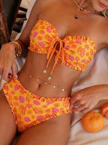 Swim Mod Spring/Summer Fashion Ocean Print Design Shell Decor Sexy Bikini Vacation Set Bikinis Set For Women Vacation Outfits Women Bikini Set Two Piece Set - Multicolor - View 1