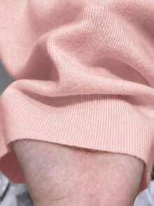 Resyla Women's Casual Solid Color Minimalist Cap Sleeve Sweater - Baby Pink - View 3