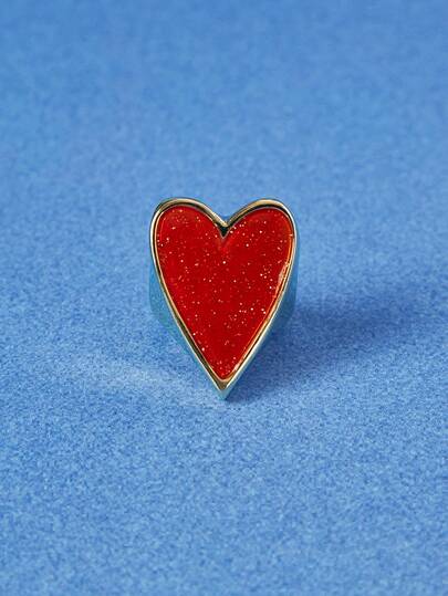 Popjeli خاتم راتنج قطرة الحب 18 قيراط، Y2K/جميل/ملون/أنيق، للأم/المرأة/الفتاة/الأم، صيف/شاطئ/حفل/عطلة/سفر، وردي، قلب، زهري