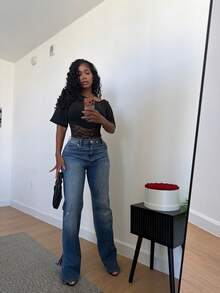 BamGleam Bộ đồ liền thân ren gợi cảm dành cho nữ - màu đen - Xem 3