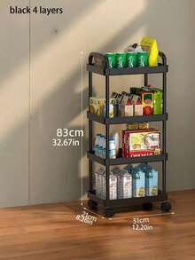 Carrito de almacenamiento de tres niveles con barandillas - Un estante de almacenamiento de pie multifuncional adecuado para cocinas y baños, con un estante escurridor móvil, ideal para el regreso a la escuela, hecho de plástico, no apto para artículos pesados. - Multicolor - Ver 10
