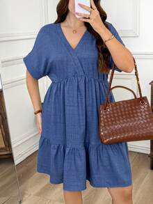 SHEIN LUNE 大码女式休闲V领娃娃连衣裙 夏季连衣裙 夏季女装 春季女式连衣裙 沙滩女式连衣裙 休闲女式连衣裙 度假女装 度假连衣裙 工作装女式连衣裙 大码连衣裙 藏蓝色连衣裙 亚麻沙滩裙 休闲女式连衣裙 春夏女装 连衣裙 度假装女式连衣裙 Zanzea 女式连衣裙 大码女式连衣裙 母亲节节日女装 - 藍色 - 查看 6