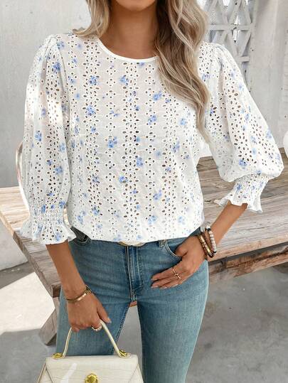 SHEIN Clasi 女士圆领镂空印花宽松背心