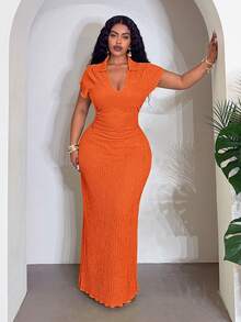 Slaydiva Lễ hội âm nhạc Xuân/Hè 2026, Lễ Phục Sinh, Ngày Thánh Patrick, Phong cách miền Tây, Phong cách du mục, Tiệc sinh nhật, Mùa tốt nghiệp, Phong cách đại học, Trang phục sinh viên, Thường ngày, Giải trí, Kỳ nghỉ, Du lịch tàu biển, Bãi biển, Tắm nắng, Xu hướng, Thời trang đường phố, Khách dự đám cưới phong cách Boho, Đi làm, Ăn sáng muộn, Sân bay, Tiệc tùng & Ngày lễ - Đầm cổ polo ôm dáng cổ chữ V - Màu xanh lá cây - trái cam - Xem 1