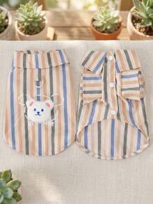 Fun Patchwork Shirts, Dog Clothes, Cat Clothes, Animal Dresses, Spring And Dog Shirts, British Style Dog Clothes, European And American New Small Animal Two Legged Clothes - Rust Brown - View 4