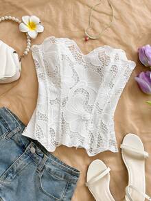 Soleia Trang phục dự tiệc cưới phong cách miền Tây, đi nghỉ mát, tốt nghiệp, tiệc brunch, ngày lễ Thánh Patrick, kỳ nghỉ xuân, lễ Phục Sinh, lễ hội âm nhạc, phong cách boho thanh lịch, nhiệt đới, áo hai dây ren trắng cho nữ. - trắng - Xem 3