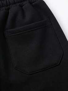 PAVTROS Plus Size Solid Color Casual Loose Fit Sweatpants, Suitable For Spring - Black - View 5