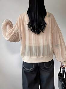 FRIFUL Women's Solid Color Metal Button Decor Loose Casual Versatile Jacket, Spring/Summer - Khaki - View 2