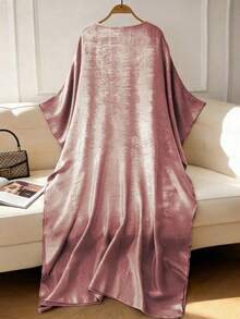 GlowEve Women's Elegant V-Neck Ruffle Sleeve Kimono Robe, Suitable For Party Vacation, Gathering, Daily Wear, Spring/Summer Rose Pink - Pink - View 2