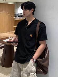 DAZY 男士休闲黑色T恤，带标签，夏季 - 黑色 - 查看 7
