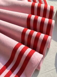 Comfortcana Plus Size Women Elastic Waist Side Stripe Wide Leg Loose Sweatpants - Baby Pink - View 7