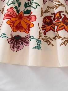 SHEIN 女童印花花卉图案短袖收腰连衣裙 - 彩色 - 查看 8