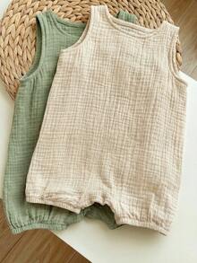 2pcs/Set Newborn Baby Boy Cute Bear Decor Sleeveless Romper & Pants Set, Summer - Multicolor - View 5