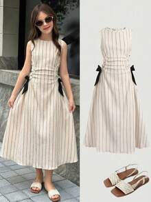 Serisse Kids 少女时尚优雅无袖圆领连衣裙 - 黑與白 - 查看 10