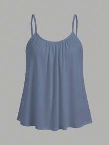 3pcs 95% Cotton Women Pleated Loose Camisole Adjustable Strap, Suitable For Spring And Summer - Multicolor - View 9