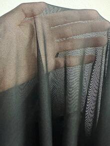 DelicateAllure 女士性感不对称露肩薄纱睡裙 - 黑色 - 查看 6
