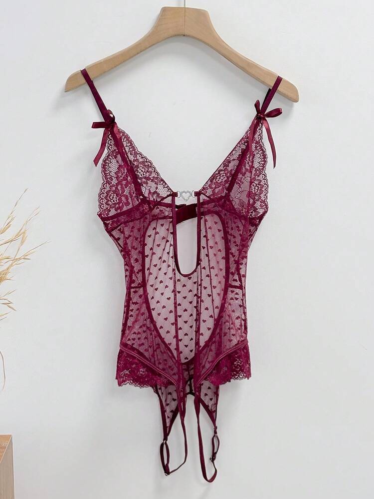 Adjustable Sheer Mesh Hollow-Out Sexy Bodysuit For Women Lingerie For Women