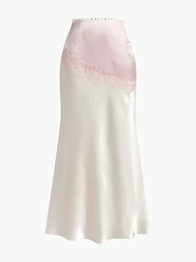 MOTF PREMIUM COLORBLOCK SILK-LIKE SATIN ROMANTIC MERMAID HEM SKIRT