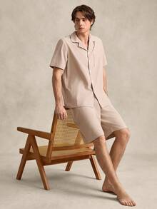 EverLounge Men's Pajama Set, Short Sleeve Top And Shorts - Multicolor - View 2