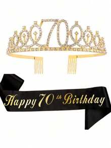 2件套生日绶带和皇冠套装，包含生日皇冠、生日绶带、精美蜡烛和蛋糕装饰，是送给女性的生日礼物，适合生日派对、金色主题派对和圣诞节等场合。 - 彩色 - 查看 14