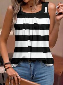 EMERY ROSE Áo kiểu phối màu dành cho nữ cỡ lớn, áo tank top kẻ sọc, áo vest cỡ lớn. - Nhiều màu - Xem 3