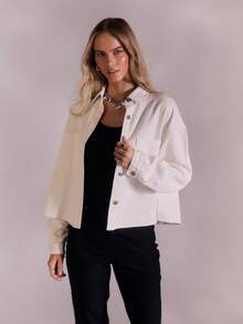 Aralina ÁO KHOÁC DENIM MÀU KEM VỚI TAY ÁO PHỒNG - trắng - Xem 9