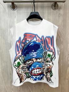 STEELVANCE Men's Letter & Figure Print Casual Sleeveless Tank Top - Multicolor - View 5
