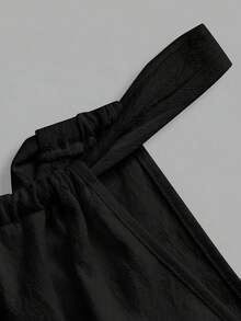 EMERY ROSE Solid Color Casual Versatile Cotton Halter Neck Tank Top, Suitable For Spring/Summer Vacation,Summer Top - Black - View 4