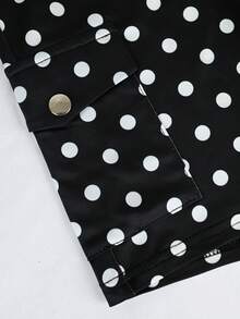 SHEIN LUNE Pantalones cortos cargo de talle alto con pliegue y bolsillos, control de abdomen y levantamiento de glúteos, talla grande - Blanco y Negro - Ver 5