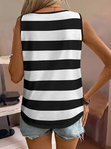 EMERY ROSE Áo kiểu phối màu dành cho nữ cỡ lớn, áo tank top kẻ sọc, áo vest cỡ lớn. - Nhiều màu - Xem 2