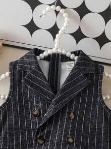 SHEIN Bubblio Bộ áo liền quần không tay màu xám thanh lịch cho bé gái, có cổ (không kèm thắt lưng), thích hợp cho mùa hè. - Nhiều màu - Xem 7