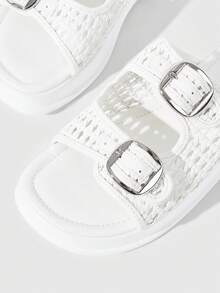 HighSole New Outer Wear Women's Summer Retro Fashion Versatile Sandals Hollow Platform Slippers - White - View 4