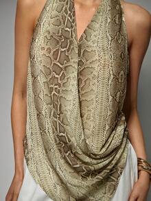 Avantive Áo mùa hè, Áo crop top phong cách Boho, Áo trễ vai, Trang phục lễ hội, Trang phục lễ hội Y2K, Trang phục gợi cảm cho câu lạc bộ, Trang phục đi chơi, Áo bất đối xứng, Áo biểu diễn, Trang phục vintage nữ, Trang phục lễ hội nhạc đồng quê, Trang phục đường phố, Áo yếm họa tiết da rắn, Trang phục miền Tây dành cho nữ - màu nâu - Xem 5