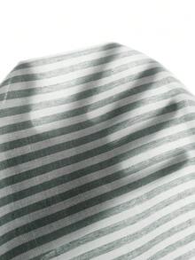 SHEIN Conjunto Casual Diário de Regata com Laço nas Costas e Shorts Listrados Azuis para Meninas Pré-Adolescentes, 2 Peças - Verde Oliva - Visão 12