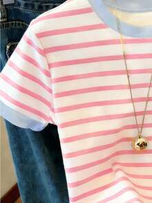 Cute Cartoon Dachshund Balloon Print Round Neck Short Sleeve T-Shirt For Tween GirlsAll-Match Versatile Suitable For Outings, Spring, Summer, Autumn - Multicolor - View 5