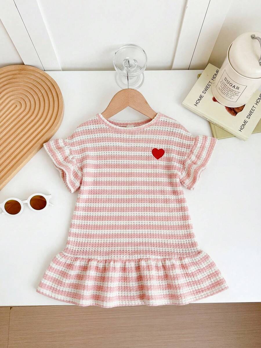 SHEIN 女童可爱中长连衣裙,夏季新品 - 粉色 - 查看 1