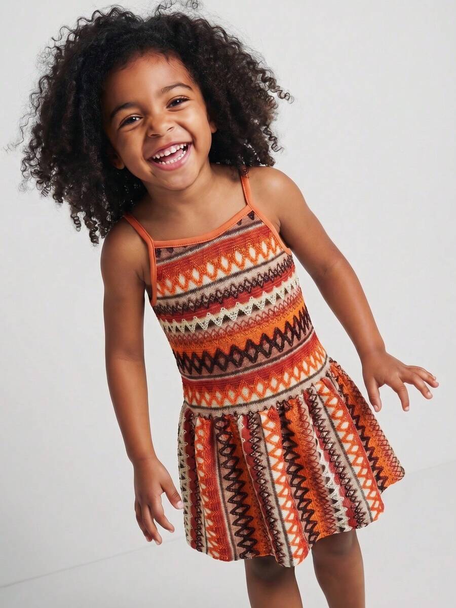 Maija Kids Maija Kids 1 chiếc đầm hai dây kẻ sọc dáng rộng, thanh lịch, thích hợp mặc hàng ngày, đi học, đi chơi, họp mặt, lễ hội, mùa xuân và mùa hè. - trái cam - Xem 1