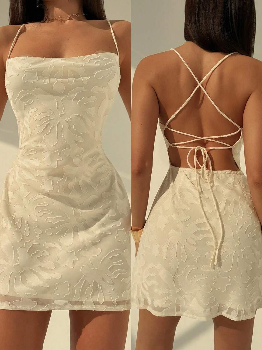 Aloruh 女士性感纯色露背迷你连衣裙，夏季