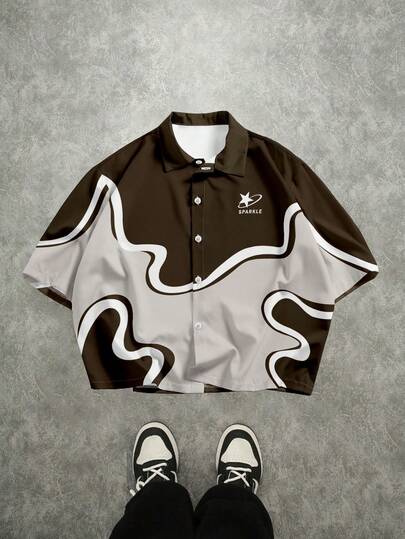 Manfinity EMRG Men's Contrast Color Print Short Shirt