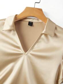 Franclia Women's Summer Fashionable Pleated Luxury Waist-Cinched Polo Collar Bodysuit - Champagne - View 4